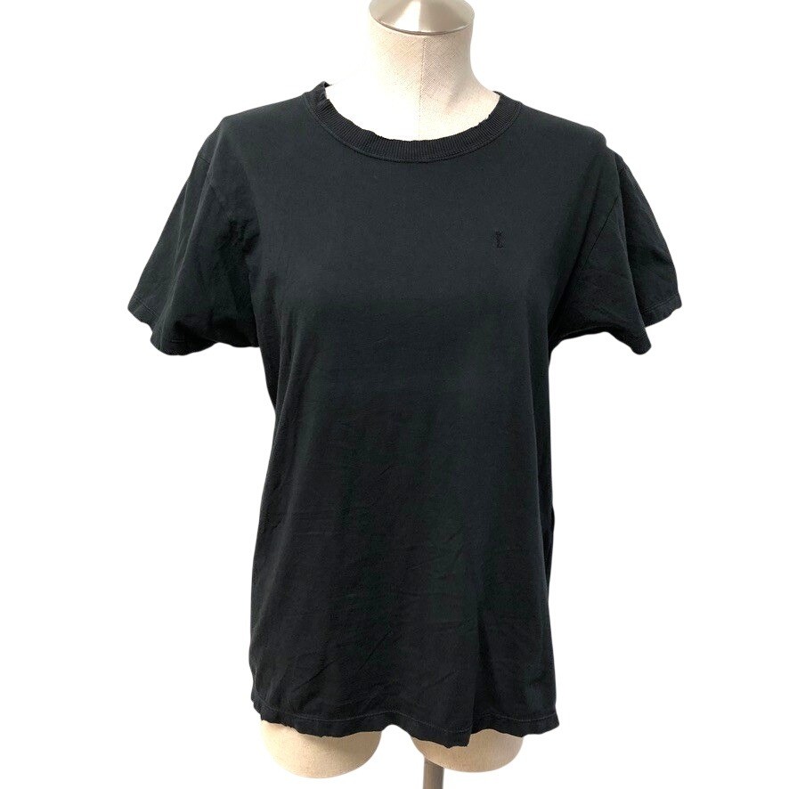 Saint Laurent T-Shirt Mens Small Black Embroidered Logo Distressed 454181 Y2OP1 gallery