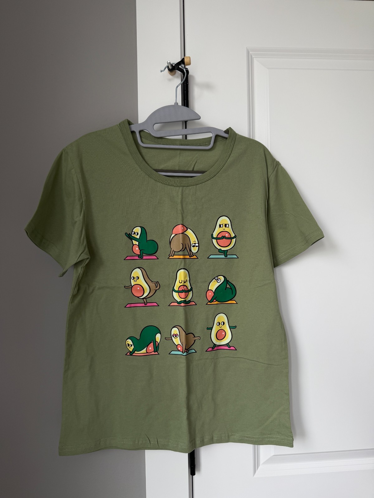 Women’s Olive Green Avocado Yoga Graphic T-Shirt Crew Neck Short Sleeve Tee gallery
