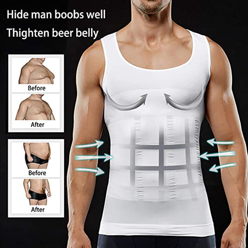 Mens Belly Compression Vest T-Shirt Slimming Body Shaper Shapewear Tank Tops gallery