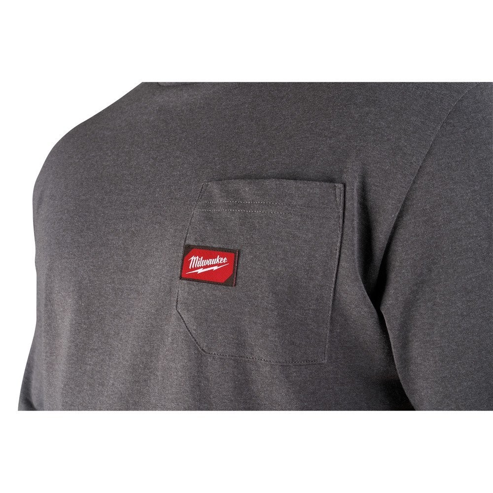 NEW Milwaukee 601G-XL Men's Short-Sleeve Pocket T-Shirt Gray Heavy Duty XLarge gallery