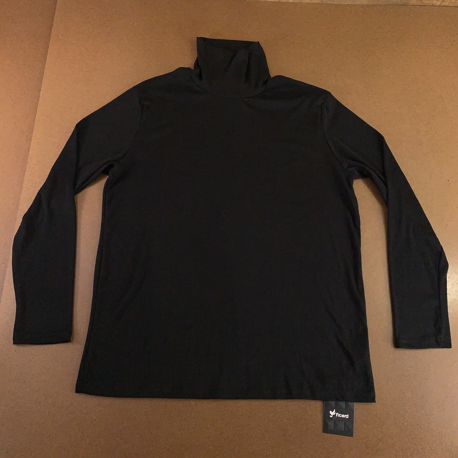Ficerd Mens X-Large Black Stretchy Long Sleeve Turtleneck Classic T-Shirt NWT