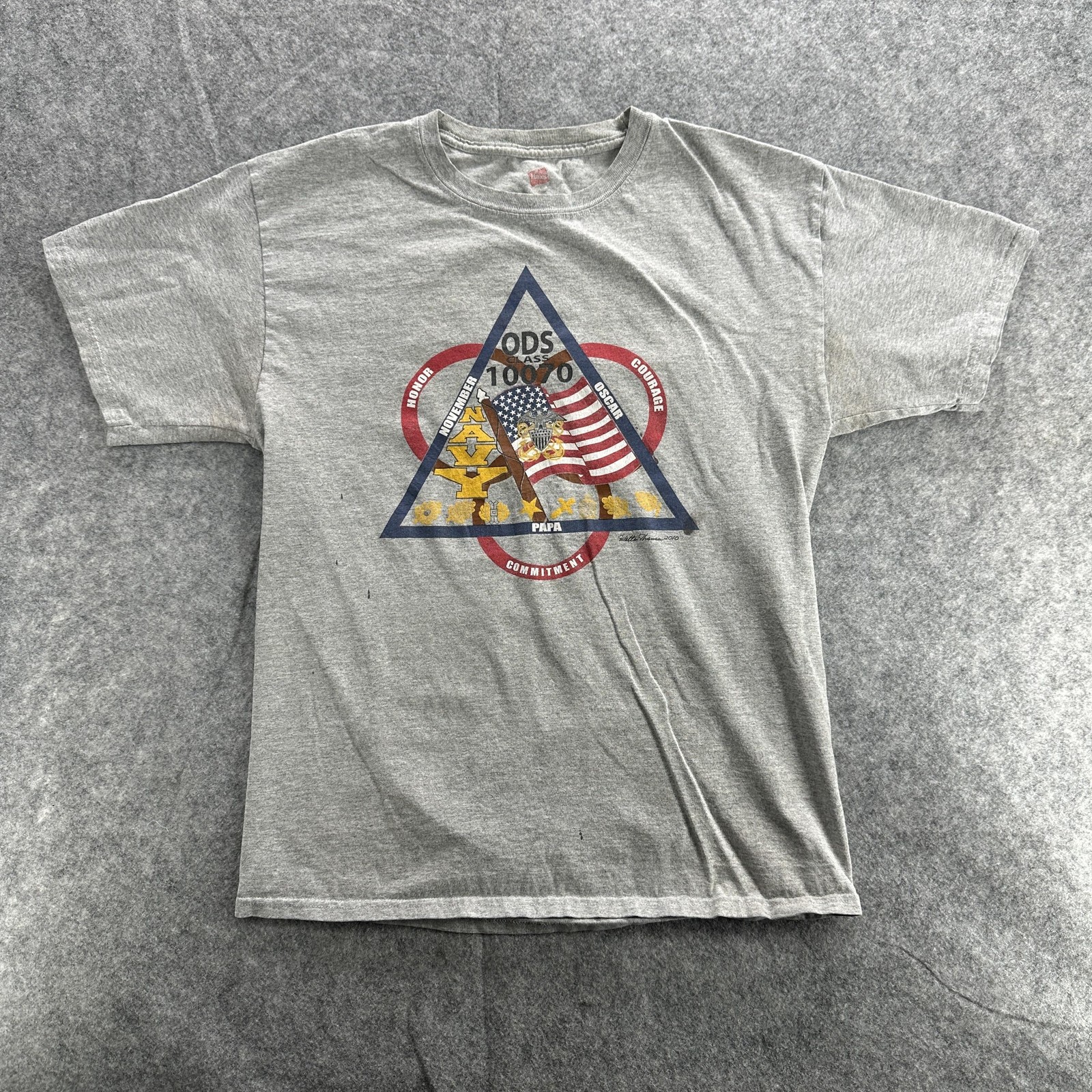 US Navy ODS Class 10070 Shirt Mens Large Gray Hanes Graphic Tee 2010 Military