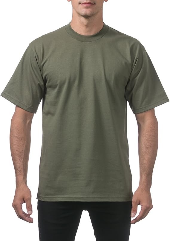 Pro Club Men's Heavyweight T-Shirt Crew Neck Plain Blank Short Sleeve Tee All Si gallery