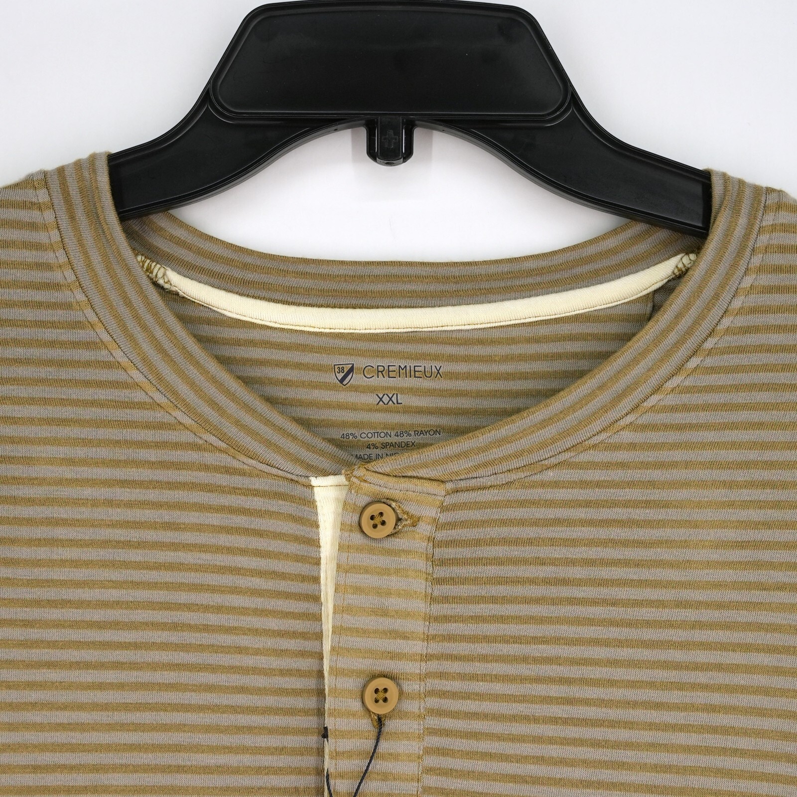 Cremieux Men's Long-Sleeve Henley Shirt XXL Gold Gray Striped NWT $69.50 gallery