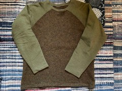 KAPITAL Wool Blend Olive Green Raglan Long Sleeve Sweater
