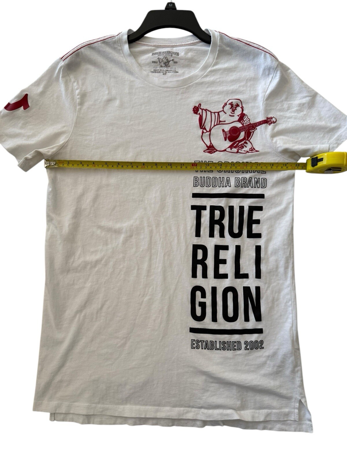 True Religion The Original Buddha Brand White T Shirt Men’s SZ M Long Length GUC gallery