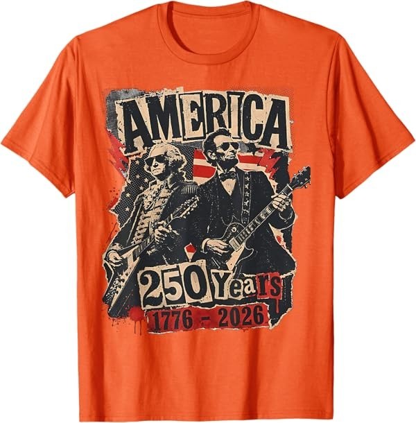 George Washington Lincoln Playing Guitar Abe Lincoln 250th T-Shirt gallery