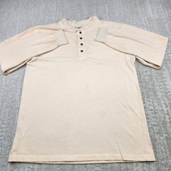 Vintage LL Bean Shirt Men Medium Cotton Henley USA Made Single Stitch Yellow