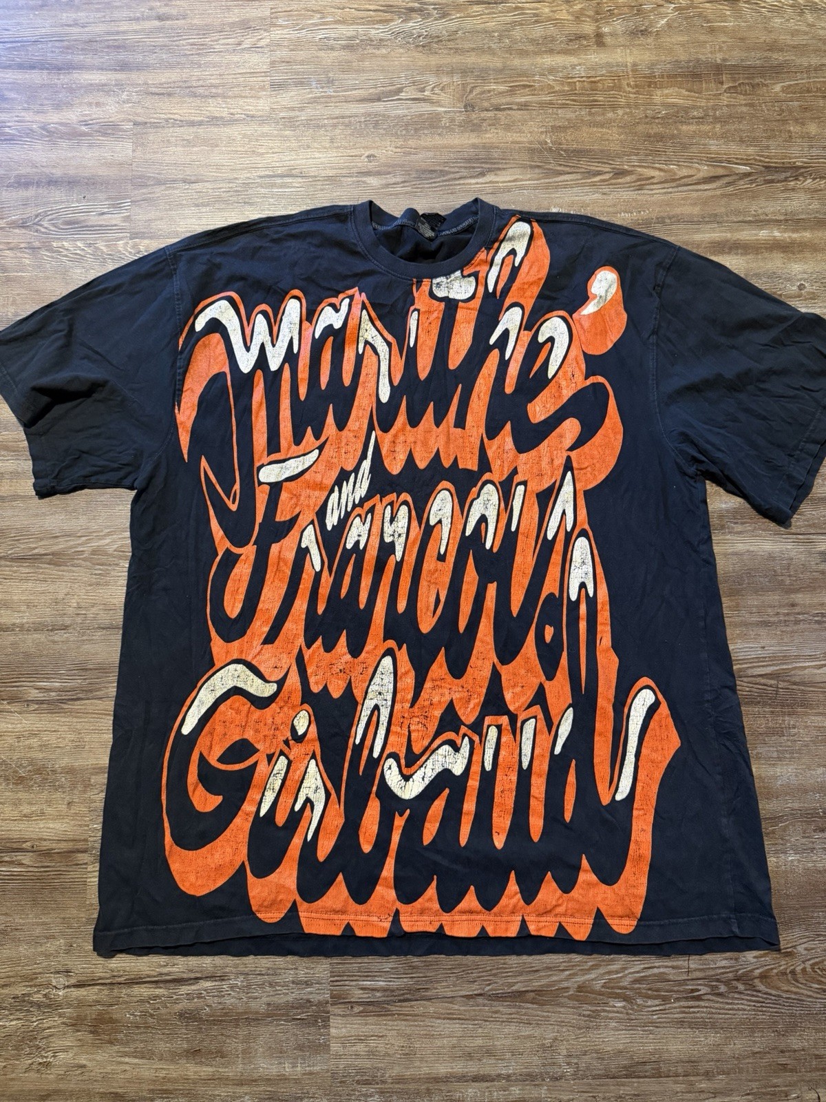 Vintage MARITHE FRANCOIS GIRBAUD Graffiti Shirt Black Orange White SIZE 5XL gallery