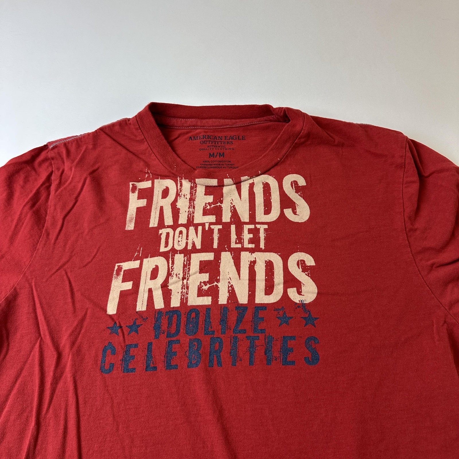 American Eagle Shirt Mens Medium Friends Don't Let Friends Idolize Celebrities gallery