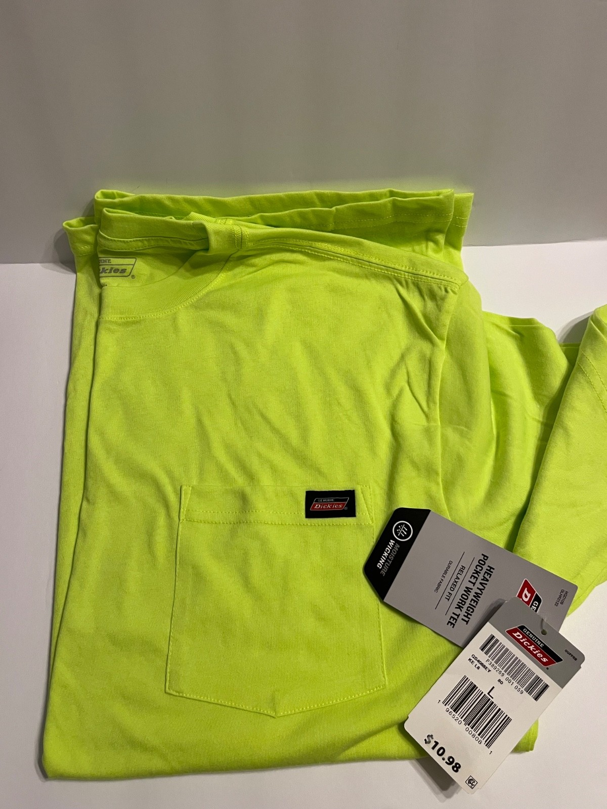 2 Brand New w/ Tags Dickies Fluorescent Yellow XL & L Pocket T-Shirt (1 of each) gallery