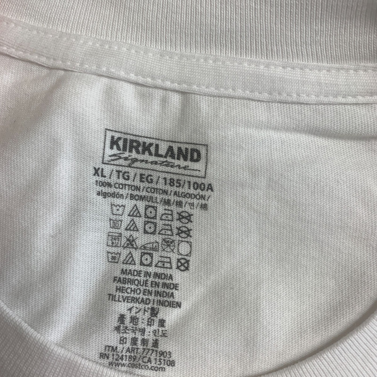 Kirkland Signature Men's XL White Crewneck T-Shirts 3-Pack 100% Cotton H2034 gallery