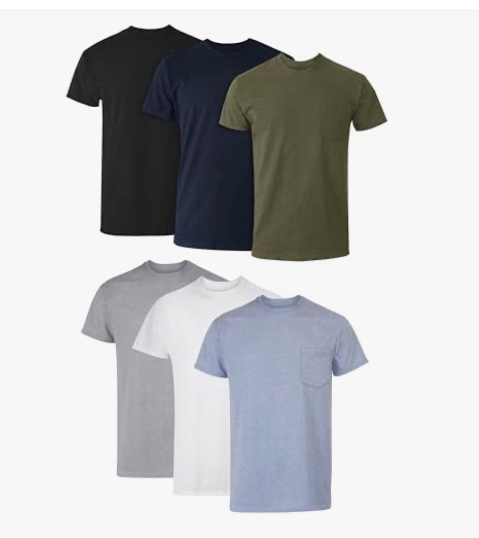 Hanes 6-Pack Pocket Tee Men's T-Shirt Soft and Breathable Assorted, Size 3xl gallery