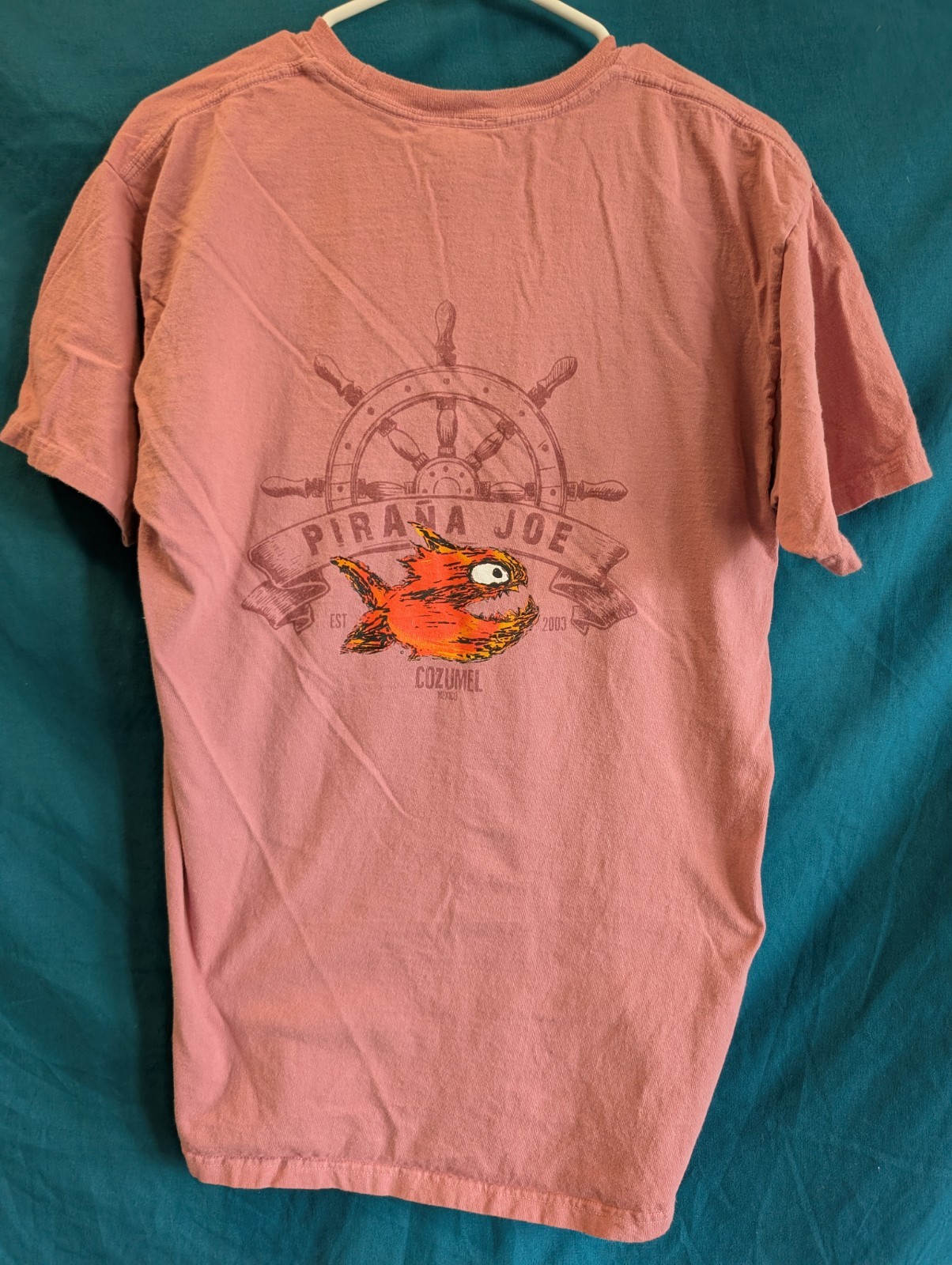 Pirana Joe Cozumel Mexico Tee M Pink Cartoon Piranha Fish Tourist Graphic Shirt gallery