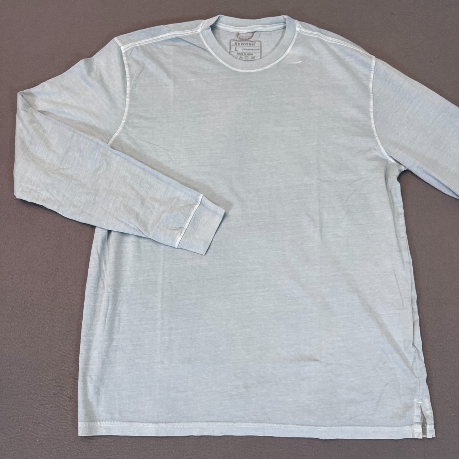 Reworn Long Sleeve Everyday T Shirt Men's Lg Chambray 100% Cotton Outdoor NWOT gallery