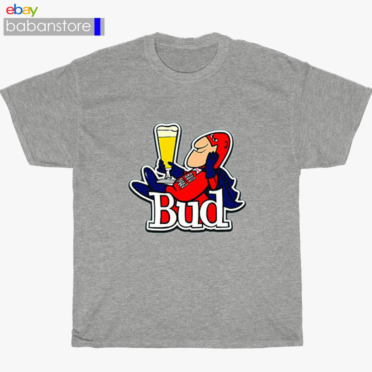 New BudMan Cartoons Bud Man Beer Black/White/Grey/Navy T-Shirt Size S-5XL gallery