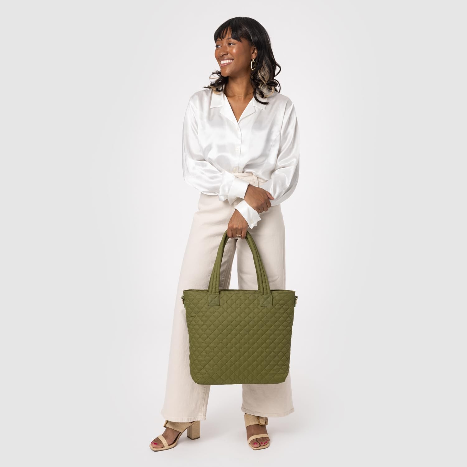 Quilted Tote Bag for Women | Medium Tote Purse with Compartments & Laptop Sle... gallery