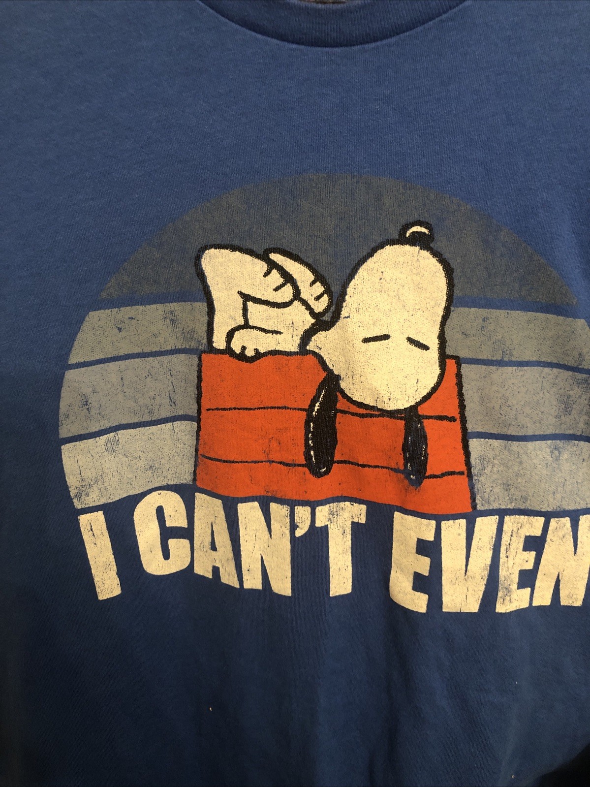 Peanuts Hybrid Snoopy I Can't Even Blue T-Shirt. Mens Size Large P2P 20.5” L 28” gallery