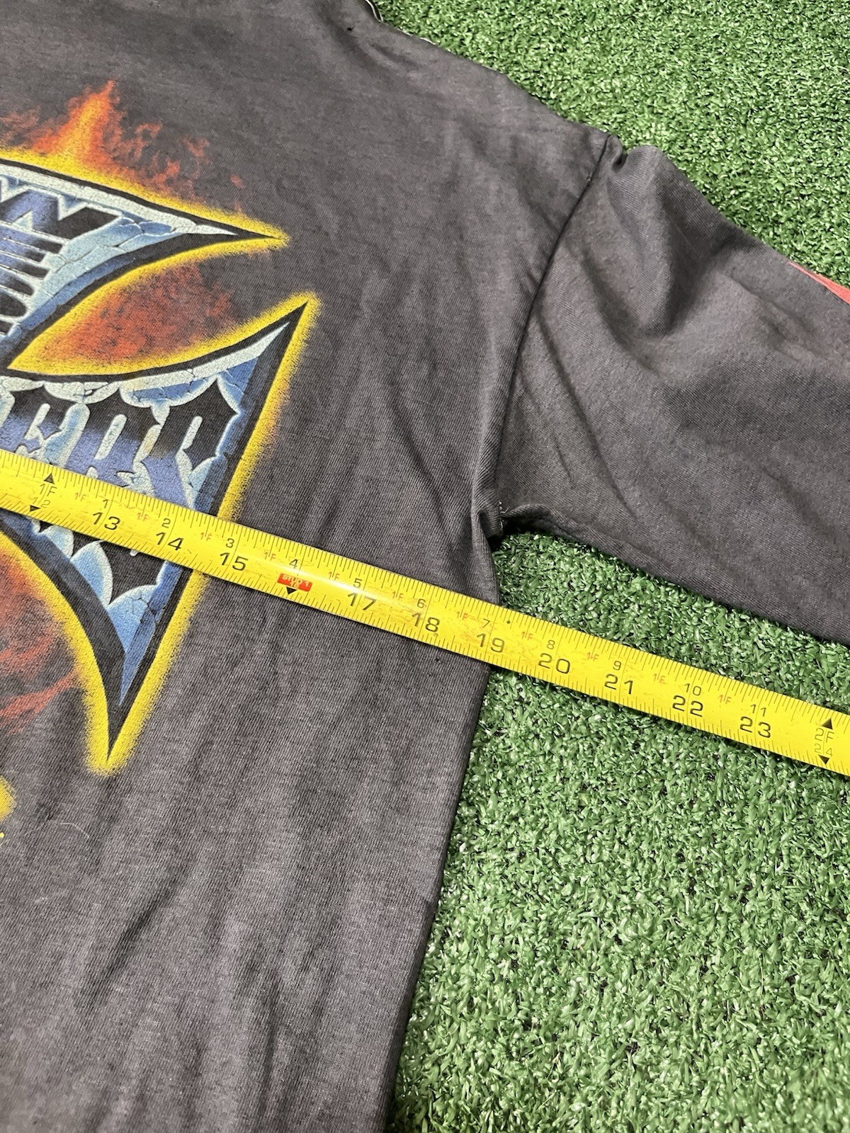 90s Jesse who west coast choppers flame sleeve size L tshirt with distressing gallery