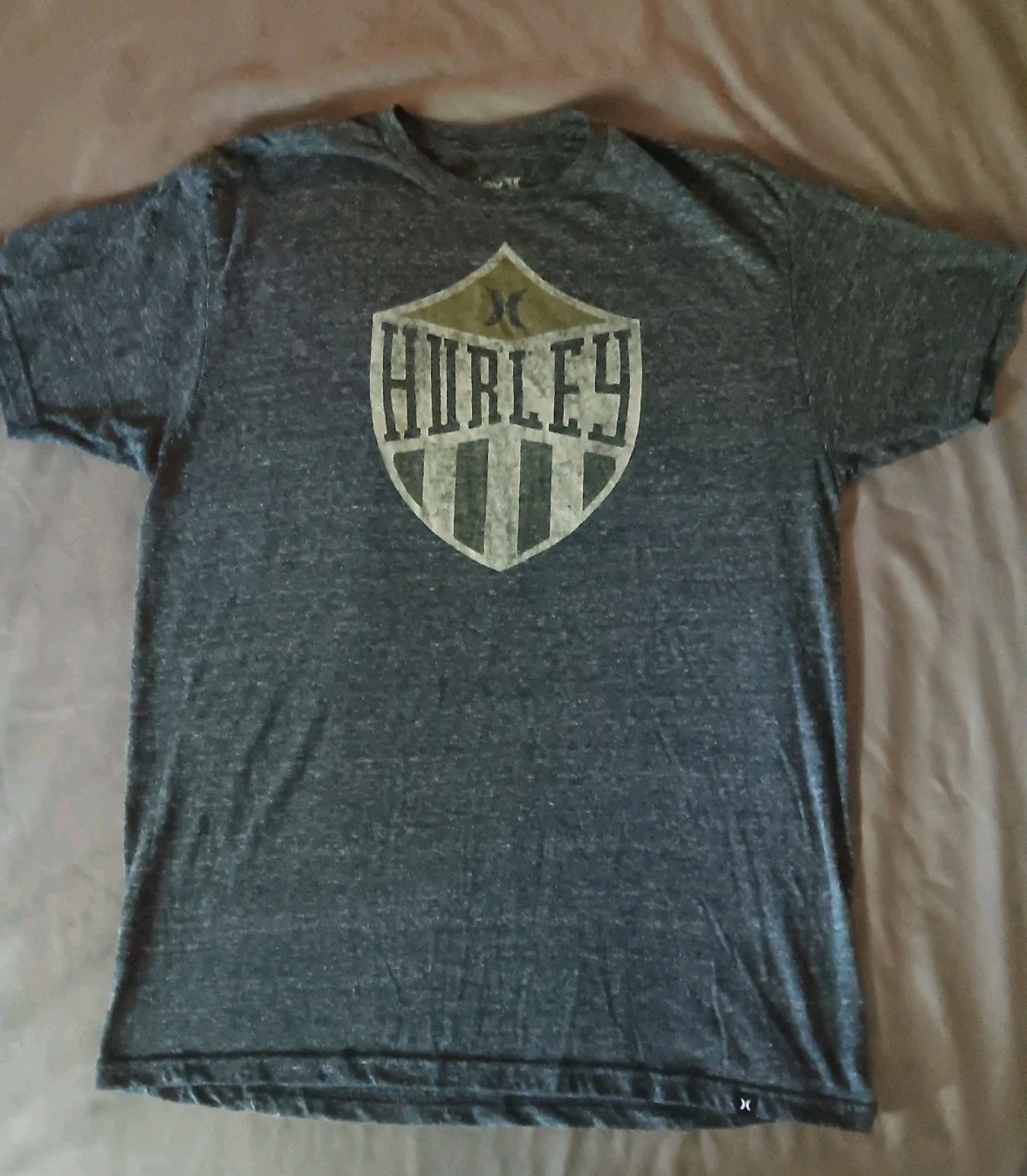 Hurley Men’s Gray Jersey Knit Graphic Logo Crew Neck Short Sleeve T-Shirt