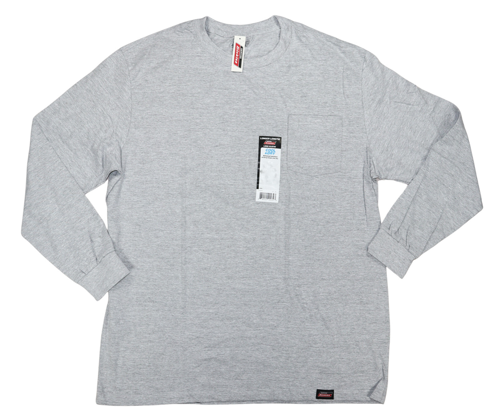 Dickies Big & Tall Longer Length Cool & Dry Long Sleeve Chest Pocket T-Shirt NWT