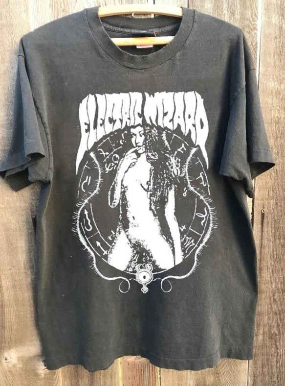 Electric Wizard Vintage Doom Metal Graphic T Shirt Charcoal S-5XL