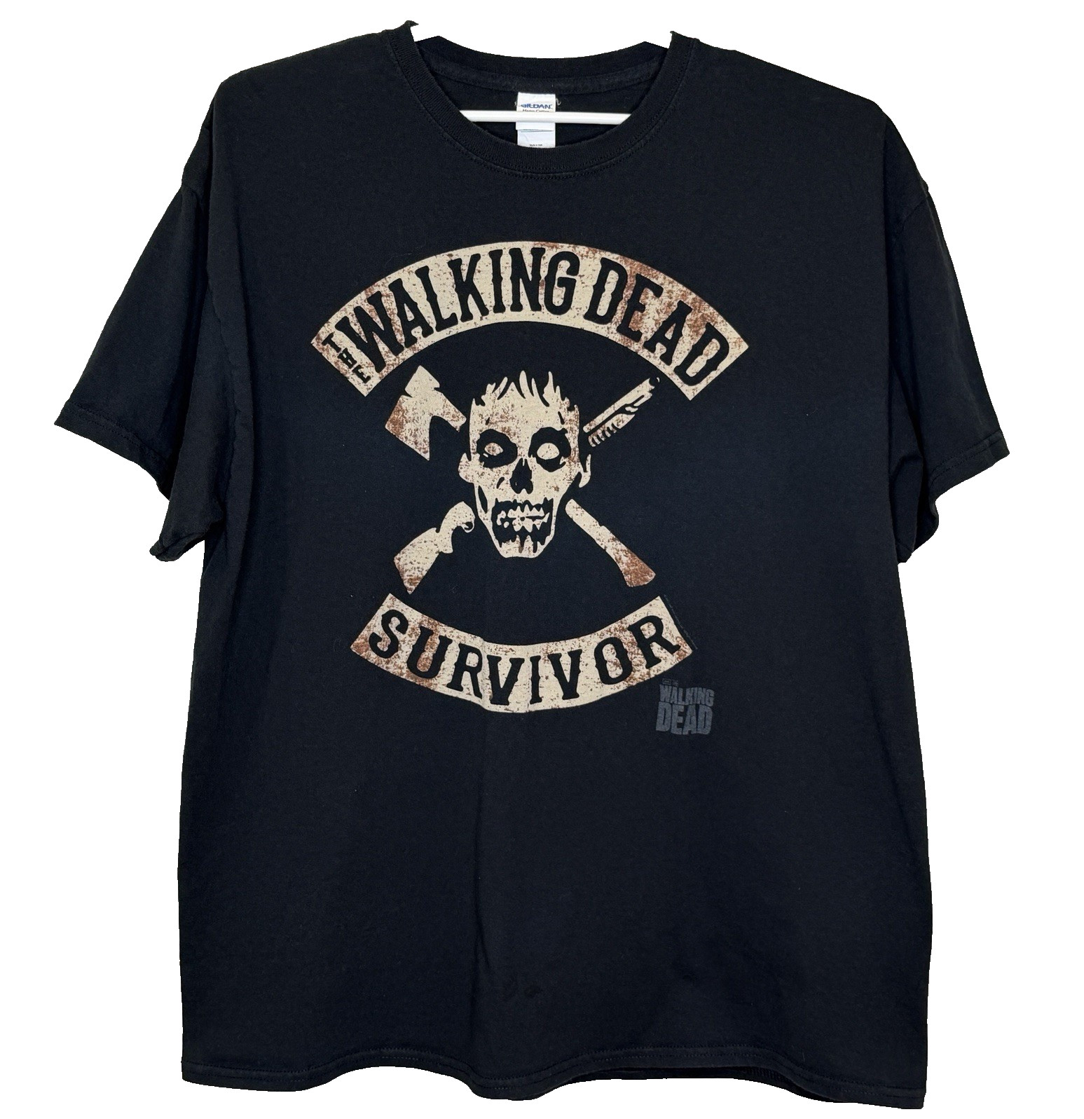 Walking Dead Survivor T-Shirt Mens Sz 2XL Black Gildan Heavy Cotton Short Sleeve