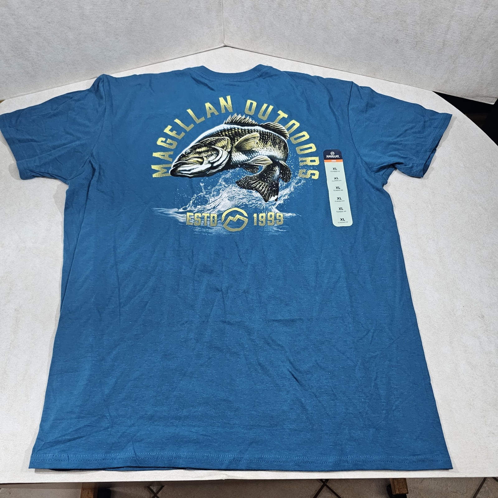 Magellan Outdoor Classic Fit Mens XL Blue Short Sleeve Bass T-shirt NWT gallery