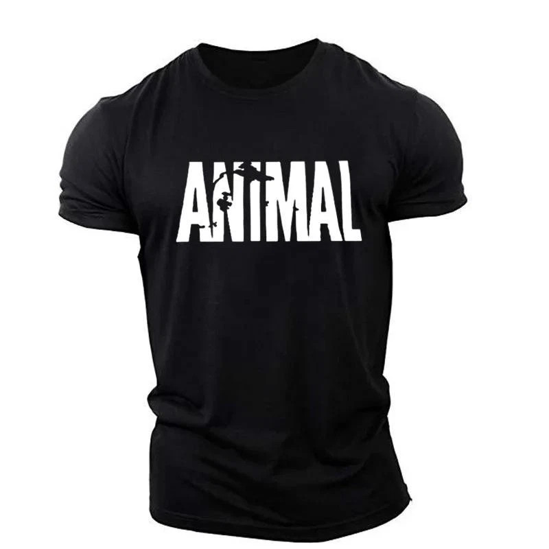 Men Muscle Gym T-Shirts Short Sleeve Workout Athletic Bodybuilding Animal Tee gallery