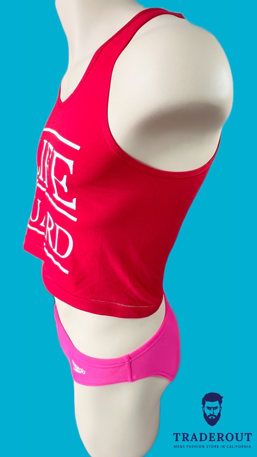 H.E.Arts Male LIFEGUARD custom print men red cotton Crop tank top gallery