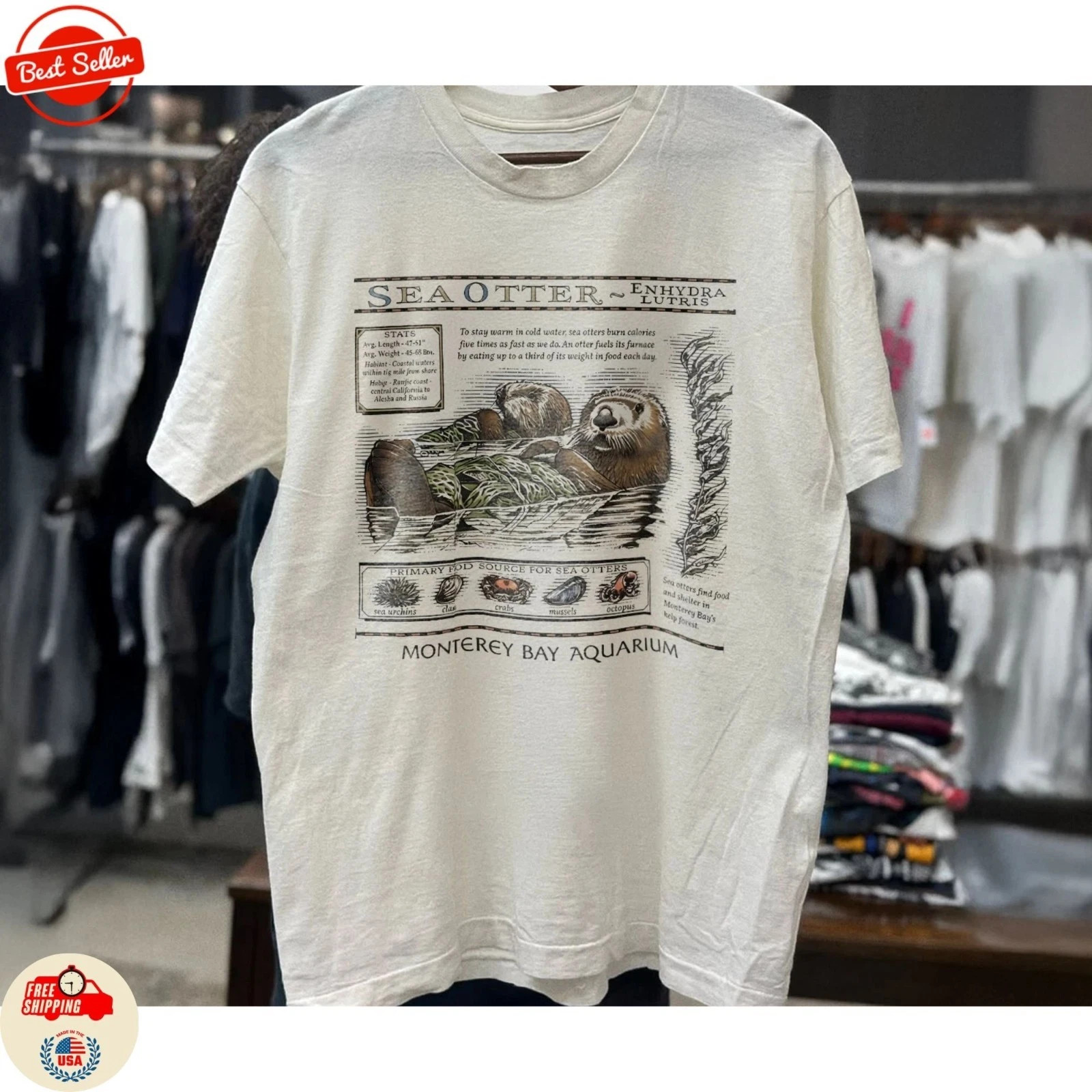 Vintage Sea Otters Monterey Bay Aquarium T Shirt gallery