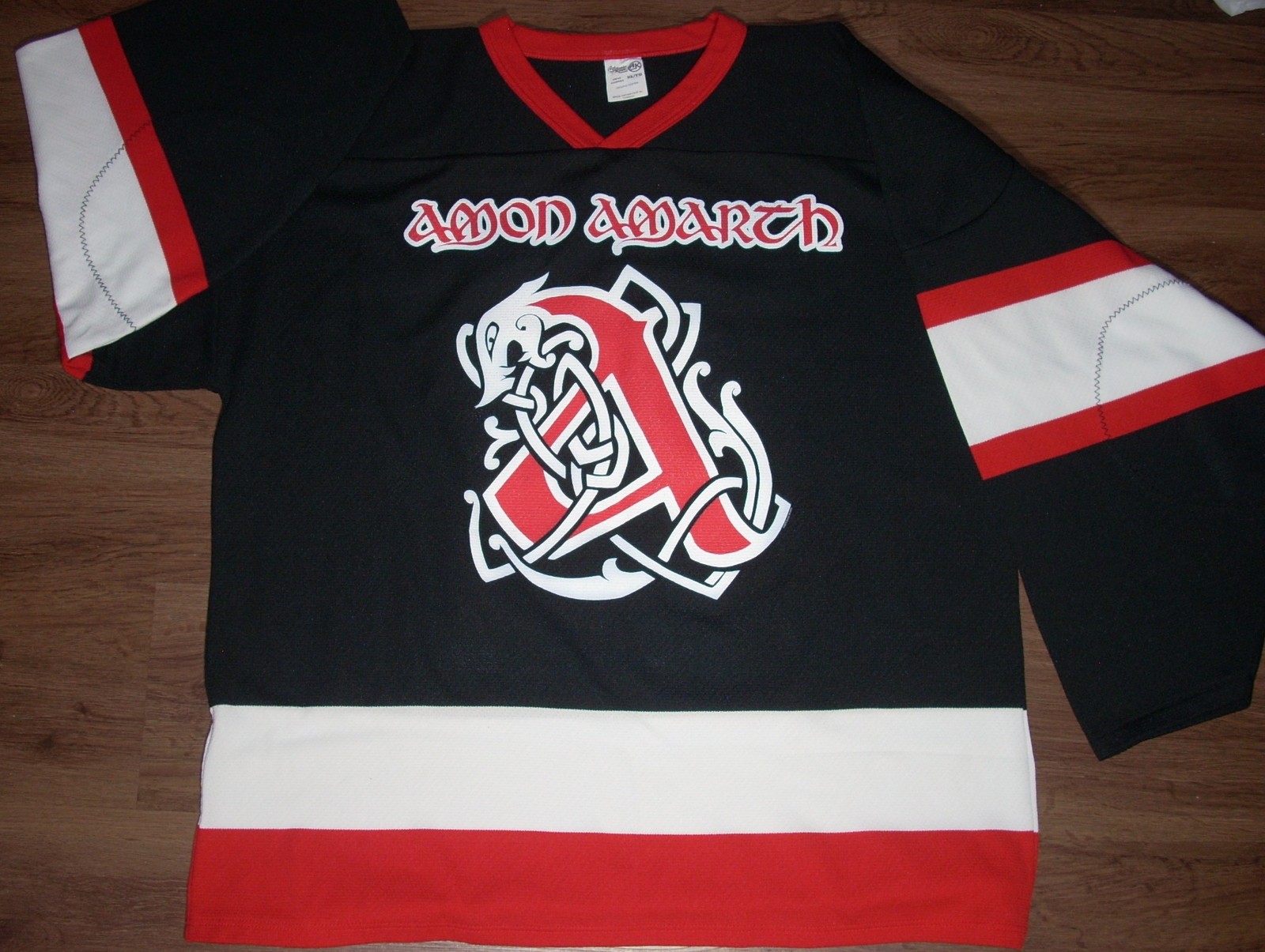 Amon Amarth Viking 11 - X-LARGE Band Logo Hockey Jersey - Canada Red White Black gallery