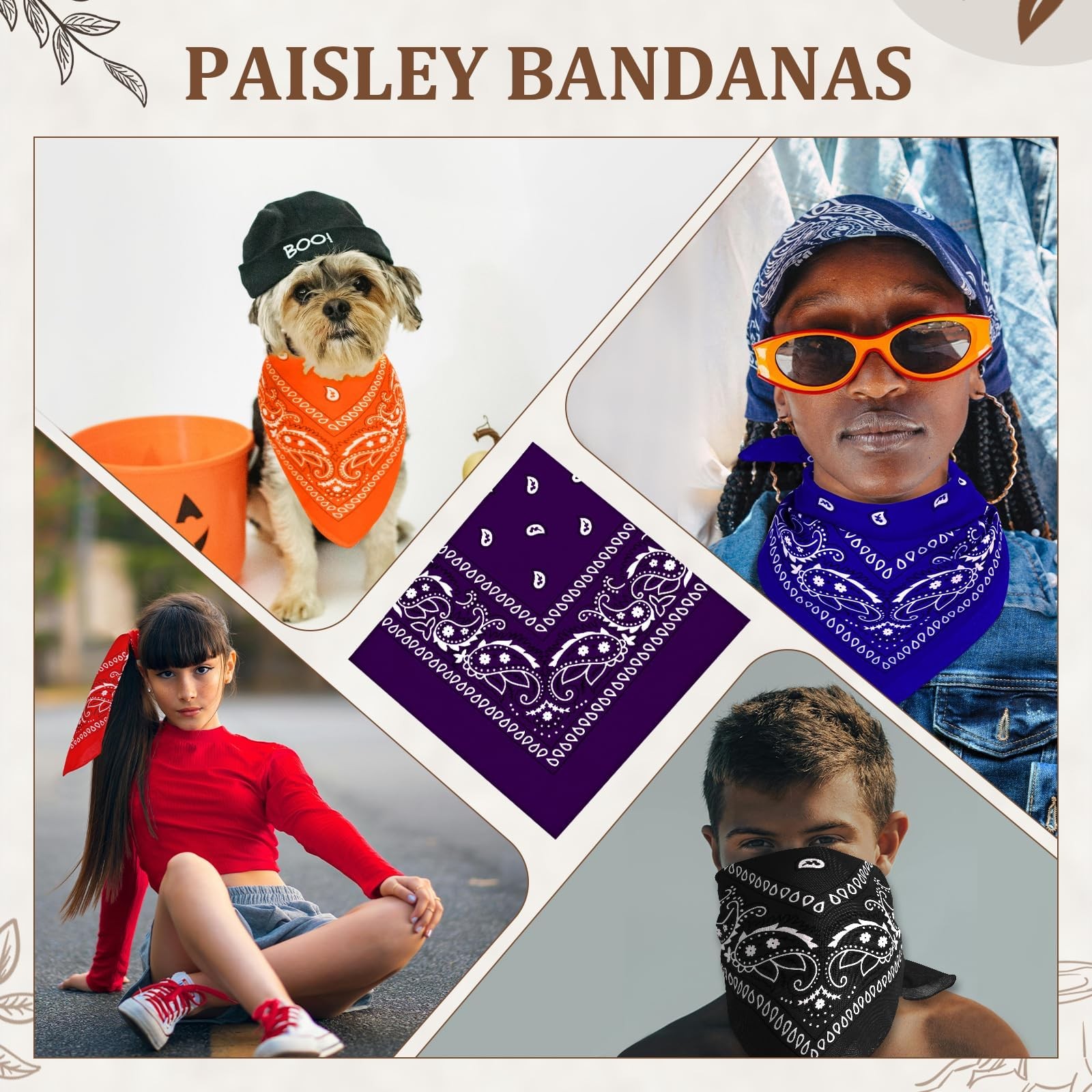 Paisley Cowboy Bandanas Bulk Polyester Headband Scarf Kerchief 36 PCS gallery