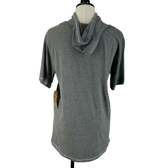 Metro One Womens Gray & Black Short-Sleeve Hoodie Tunic With Kangaroo Pocket M gallery