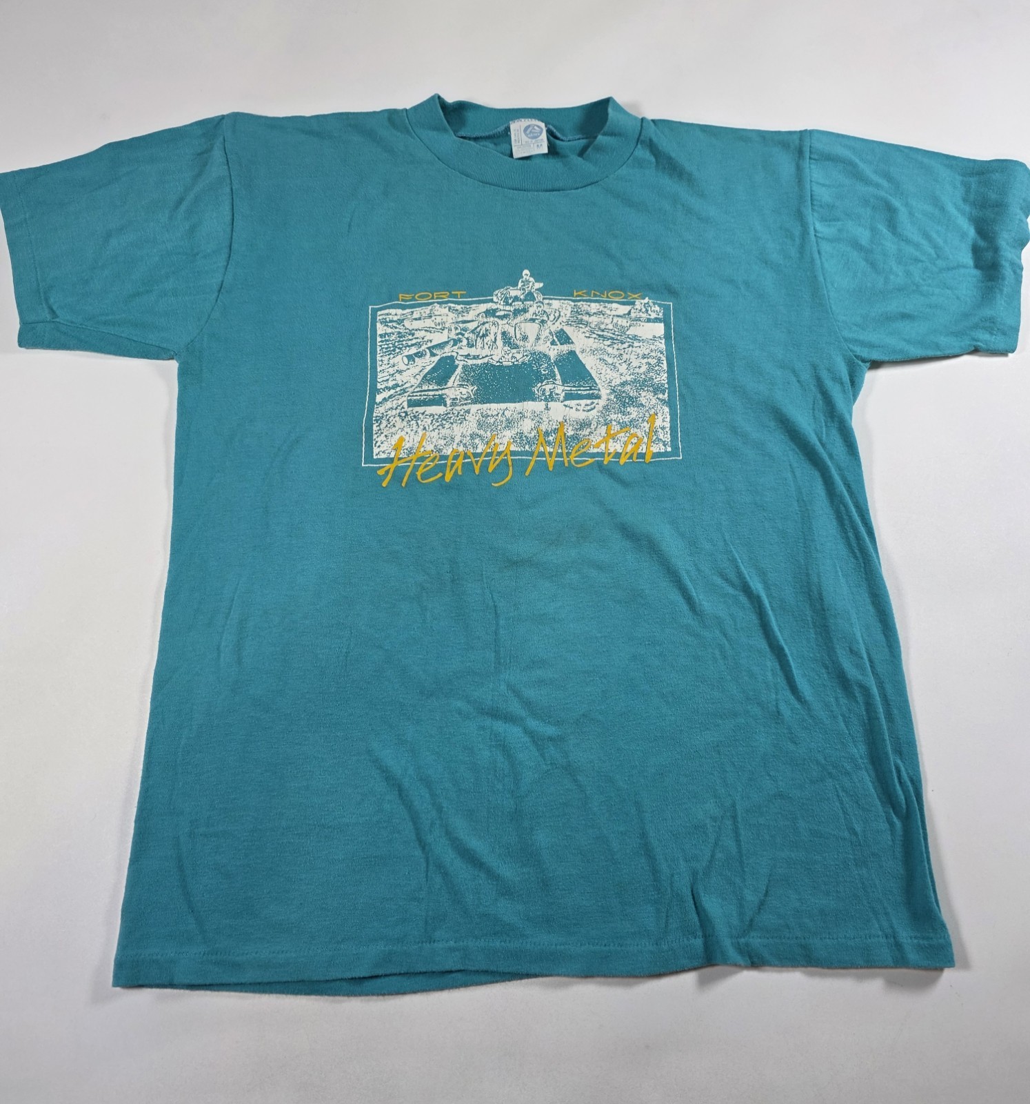 Vintage 80s Ft Knox Heavy Metal Shirt Teal Size Small gallery