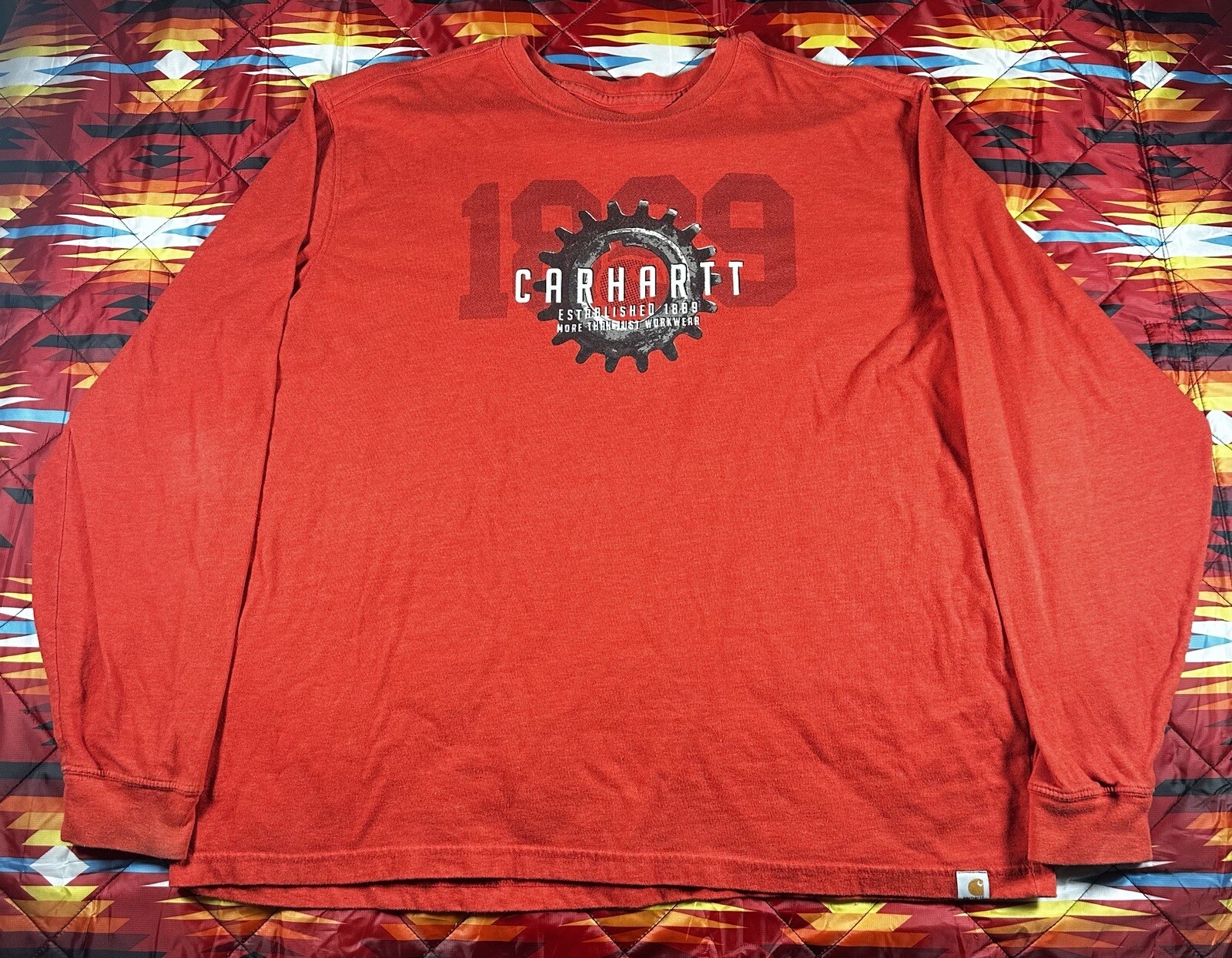 Carhartt Long Sleeve T Shirt Size 2XL Red Graphic Logo Cotton Relaxed Fit Gear gallery