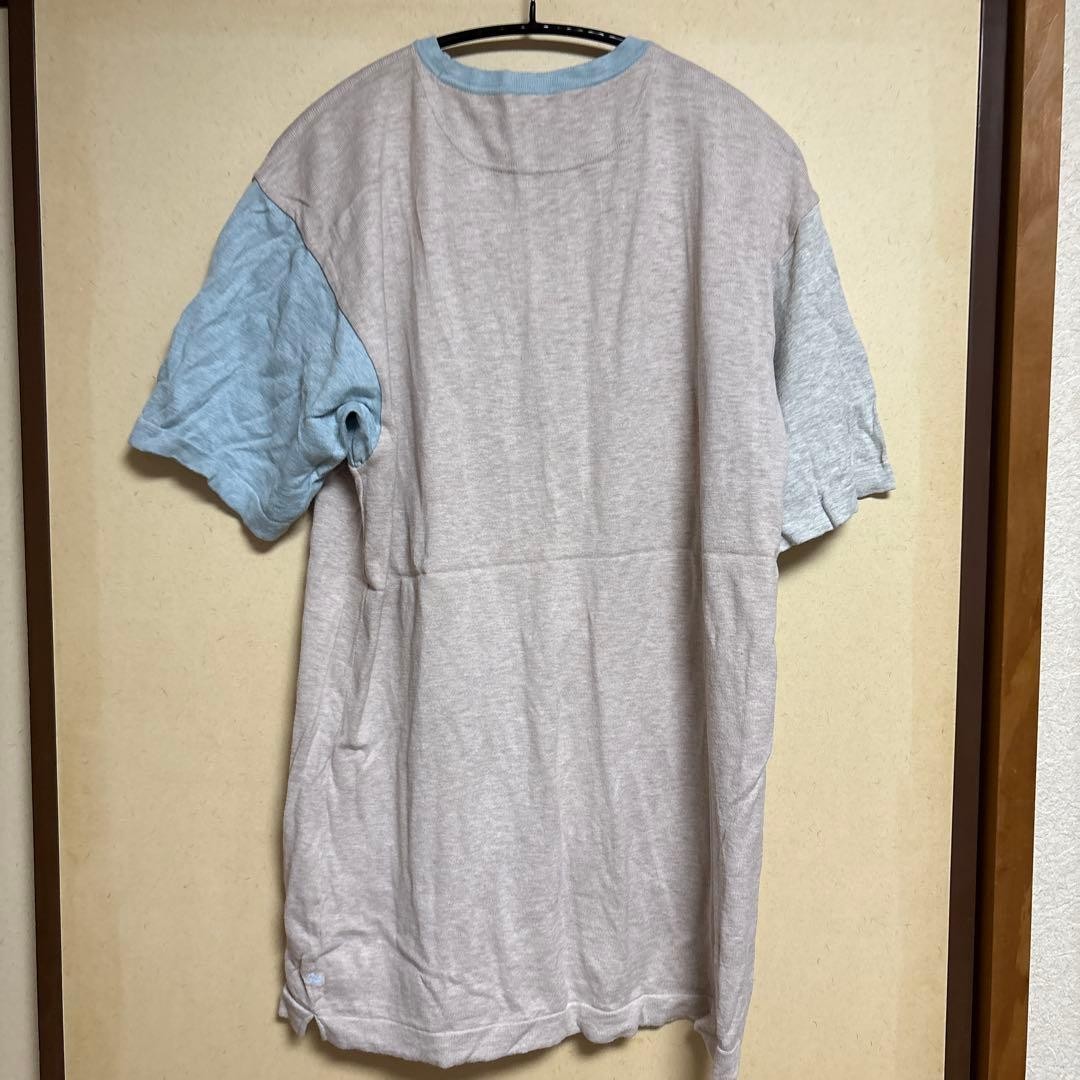 45rpm Crewneck T-shirt Beige Gray Blue Cotton Casual Used gallery