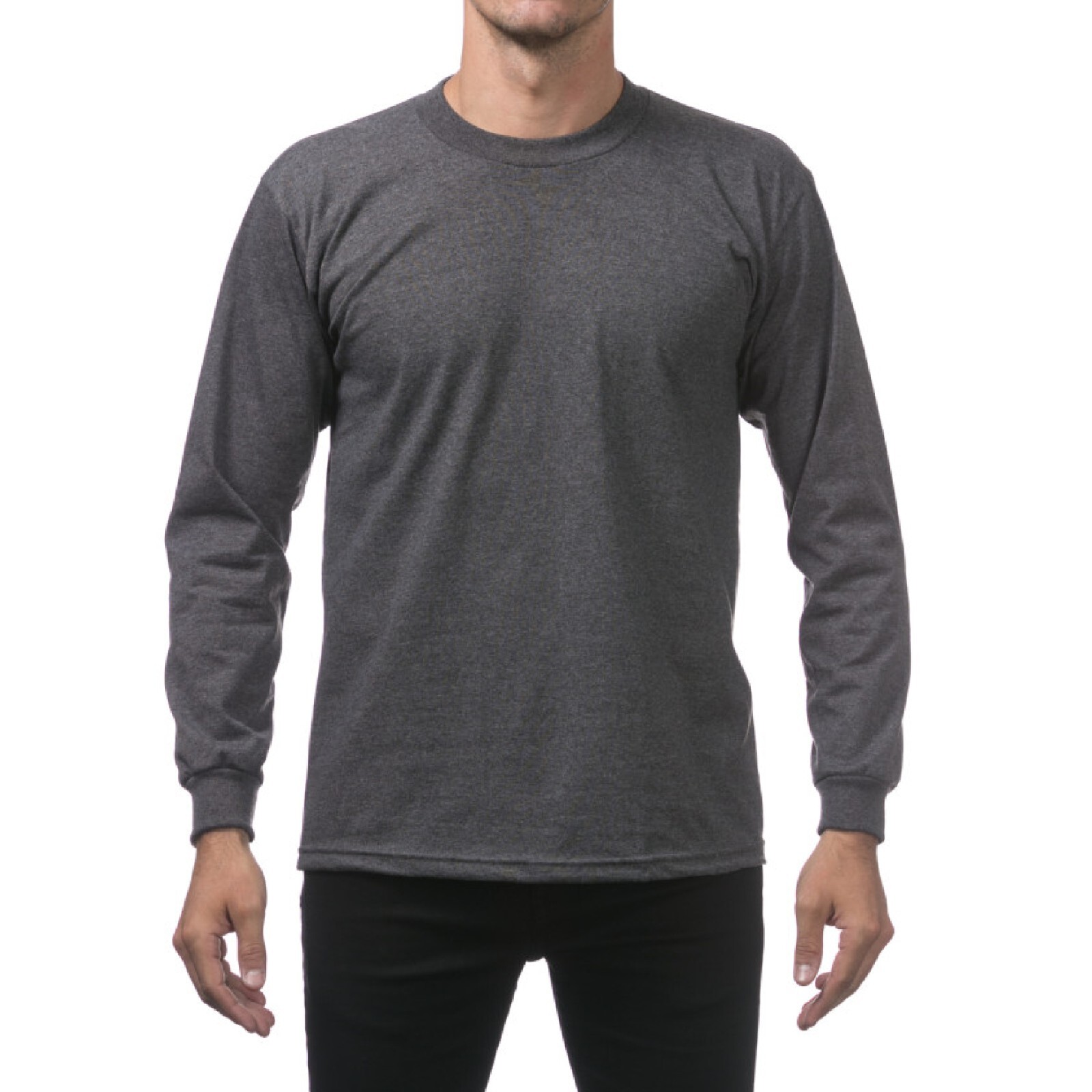 PROCLUB MENS HEAVYWEIGHT LONG SLEEVE T SHIRTS PRO CLUB CASUAL COTTON TEE SHIRT gallery