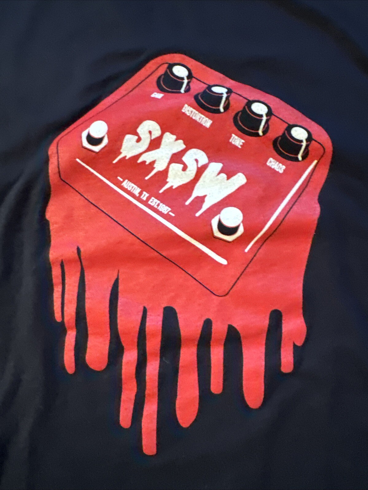 SXSW Melting Guitar Pedal Design SS T-Shirt, Mens Med, Blended Fabric, PO-LN gallery