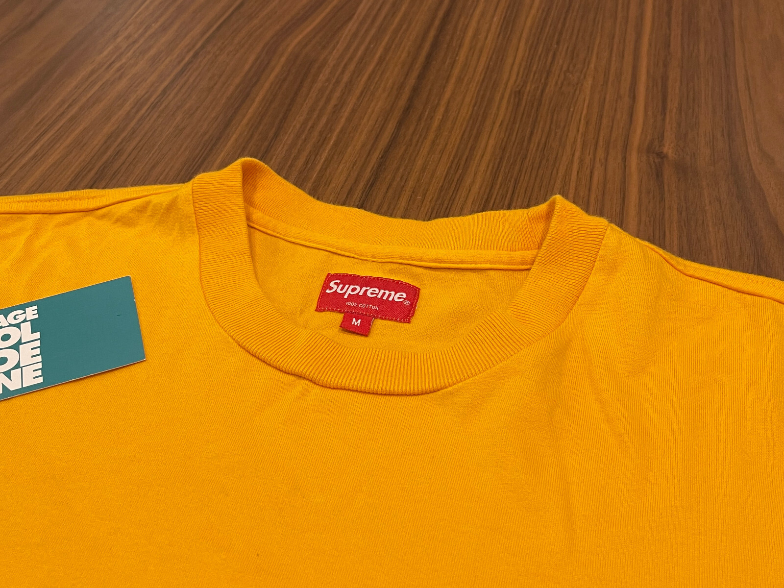 2016 SS16 SUPREME MINI SMALL BOX LOGO TEE SHIRT GOLD YELLOW RED MEDIUM M gallery
