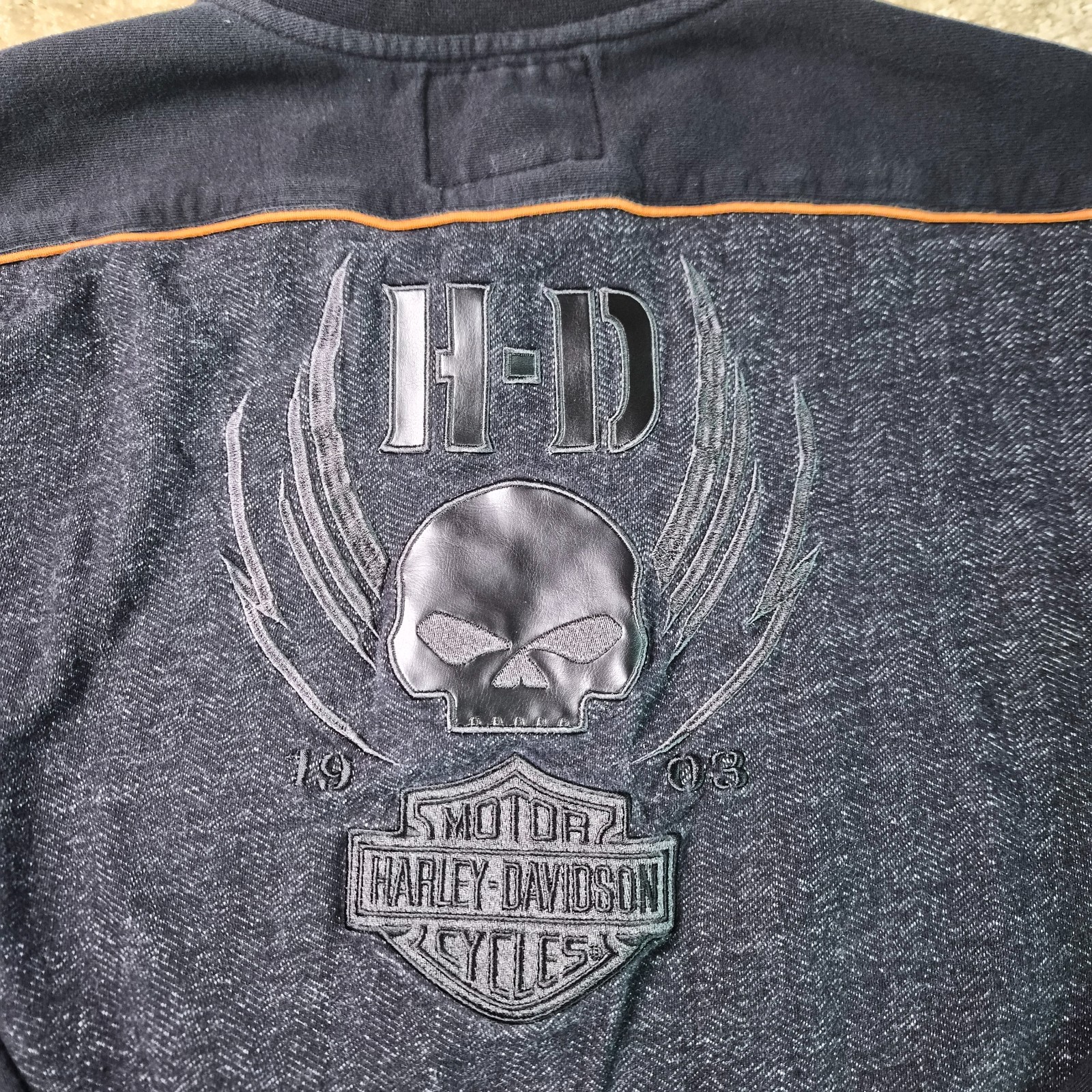 Harley Davidson Mens Sz L Thermal Henley Shirt Gray Long Sleeve Embroidered F942 gallery