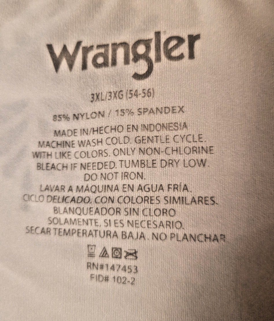 Men's Wrangler White Nylon/Spandex Athletic Tee 3xl gallery
