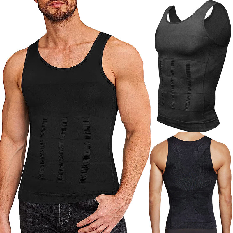 Men’s Slimming Body Shaper Vest Abdomen Compression Shirt Workout Tank Tops Gym