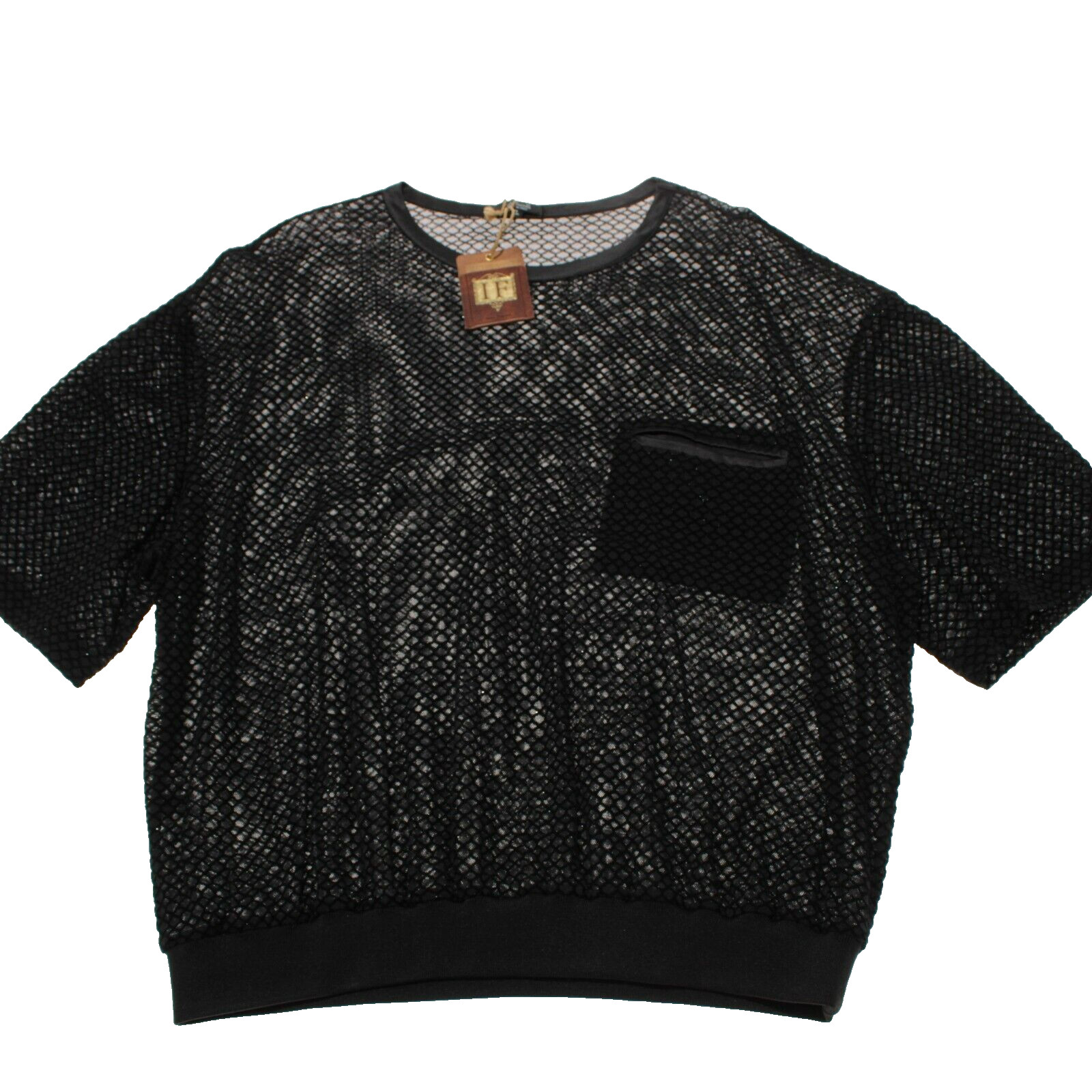 Italo Ferretti NWT Semi Sheer Velvet Mesh T-Shirt Size XL In Black gallery