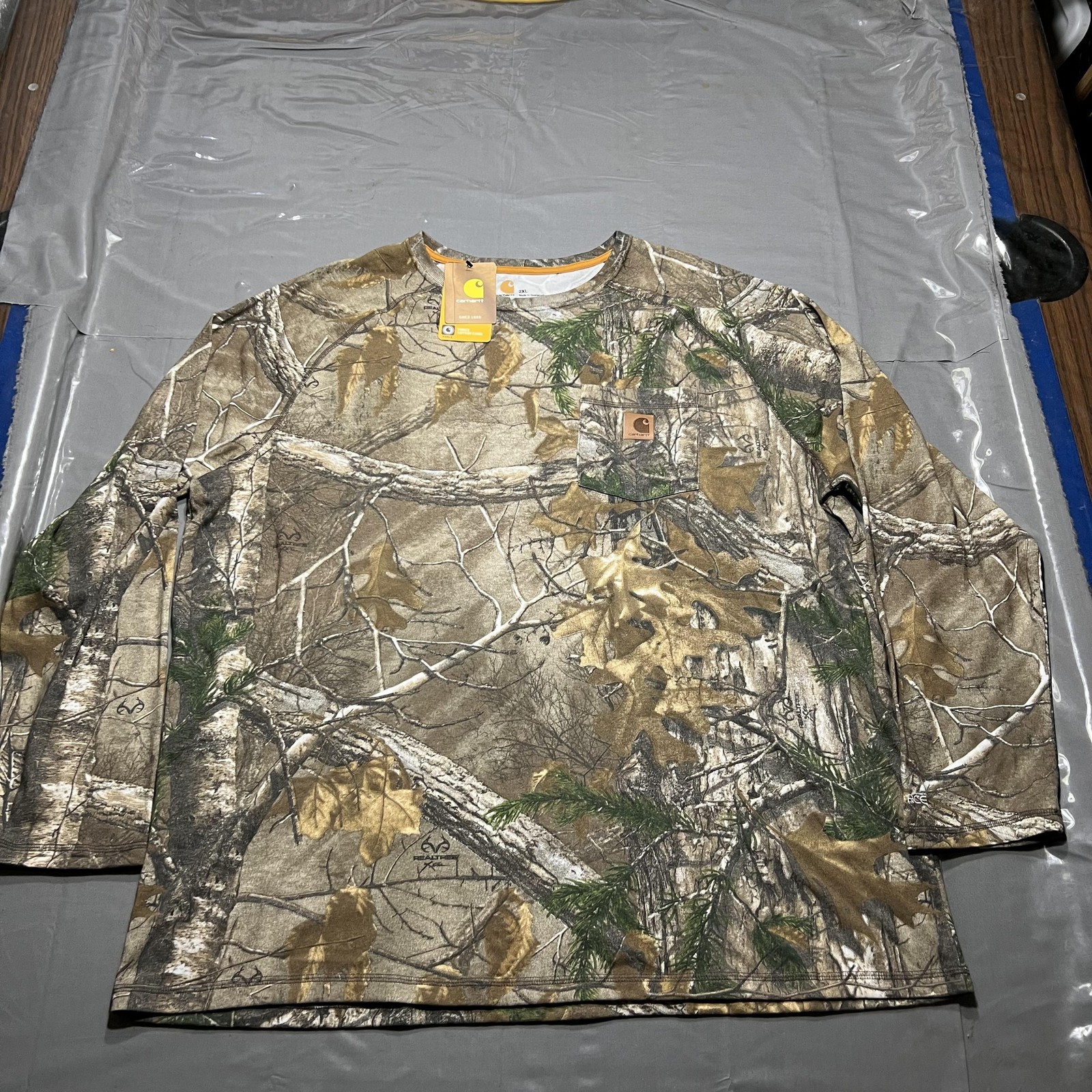 Carhartt Shirt Mens 2XL Camo Long Sleeve Force Cotton Pocket Hunting Outdoor