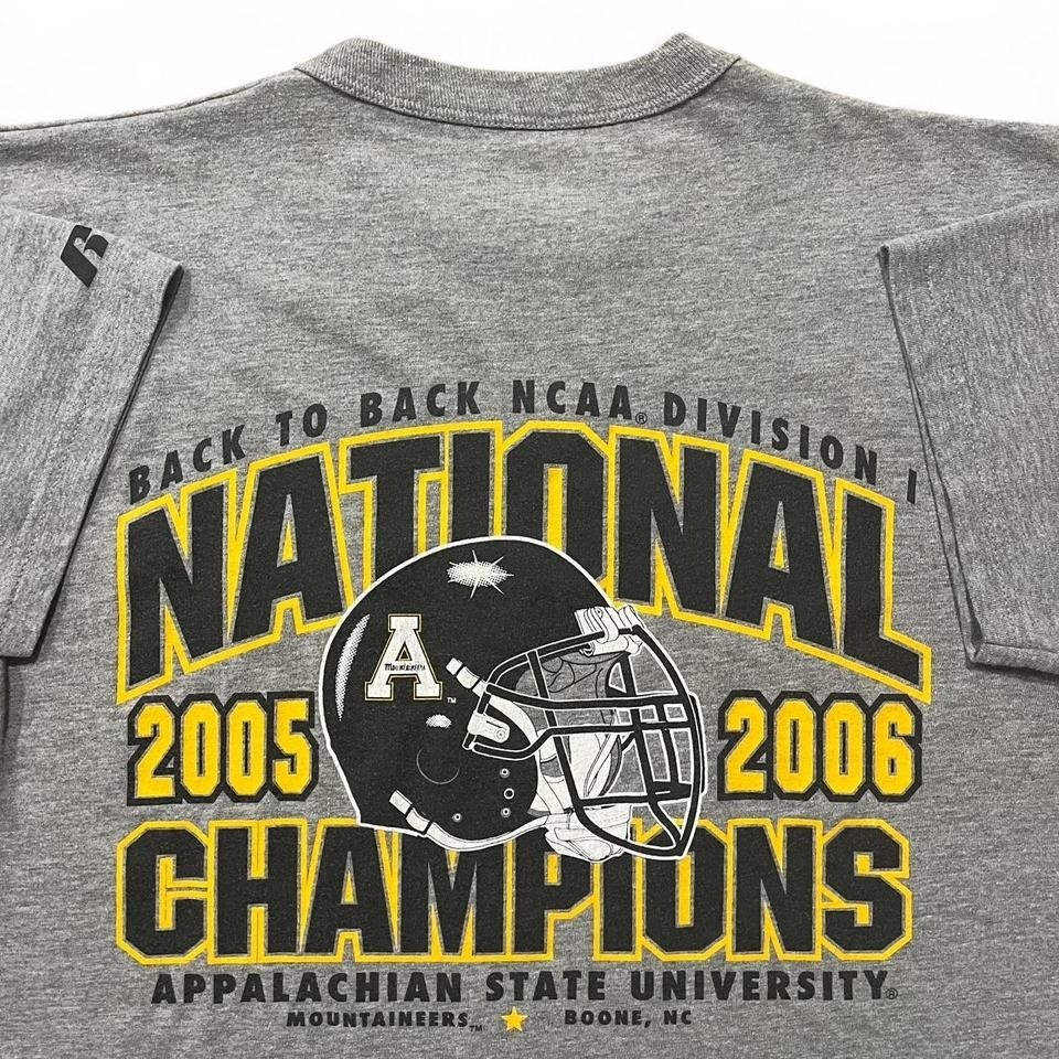 VTG App State Russell T-Shirt Men’s S Gray Polycotton 2006 D1 Football Champs