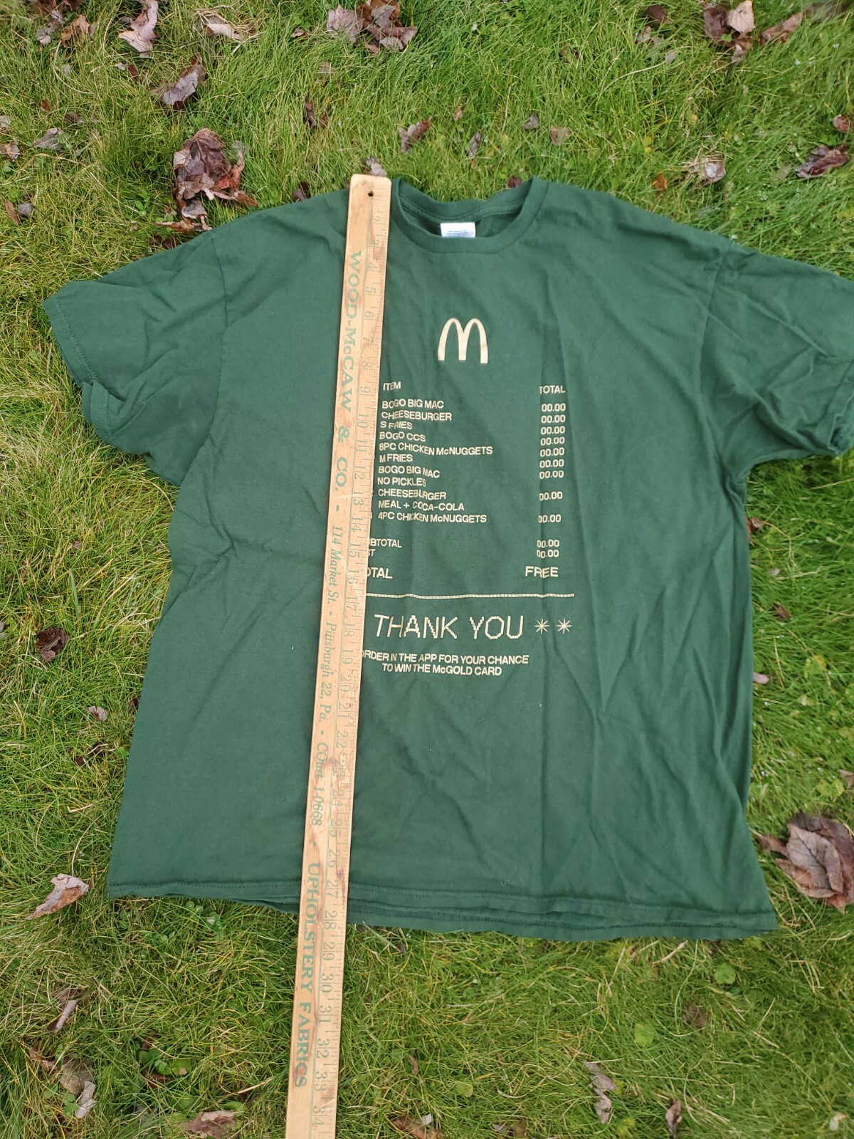 McDonald's McGold Card Receipt Thank You Green Crew T-Shirt Men's XL gallery