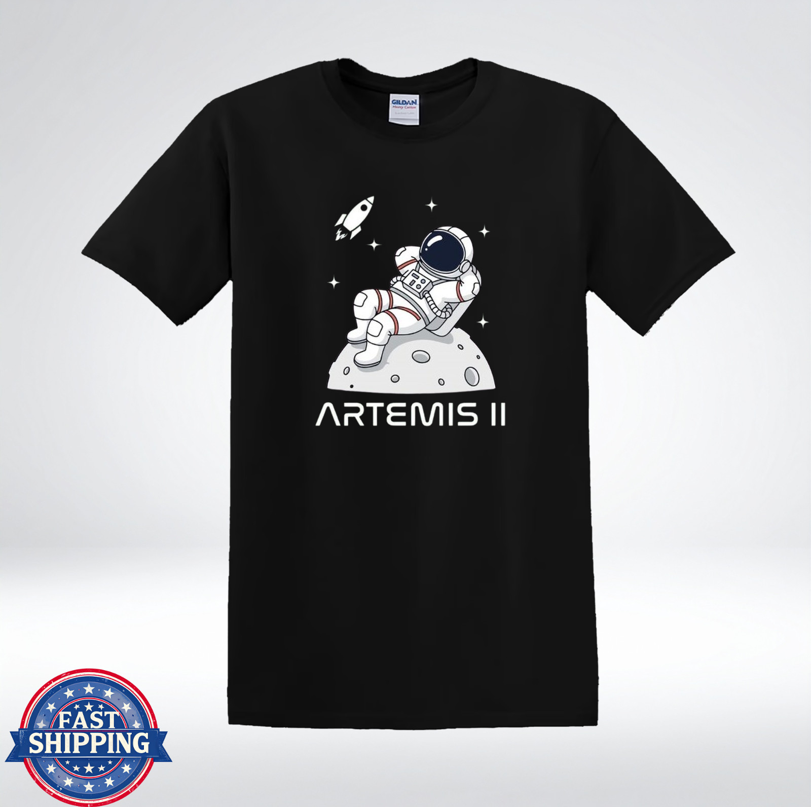 Artemis II Astronaut On Moon Funny Space Relax Graphic T-Shirt gallery
