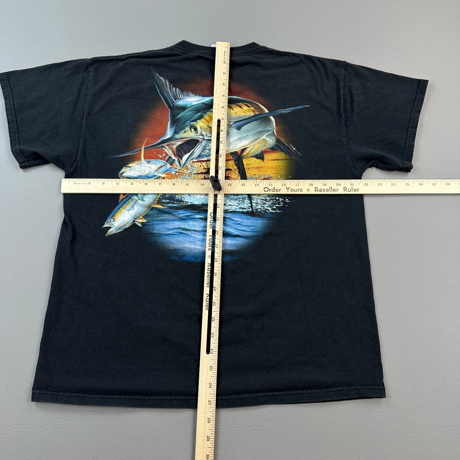 Vintage Pirates Cove Shirt Mens Large Black Fishing Marlin Graphic Pocket Tee gallery