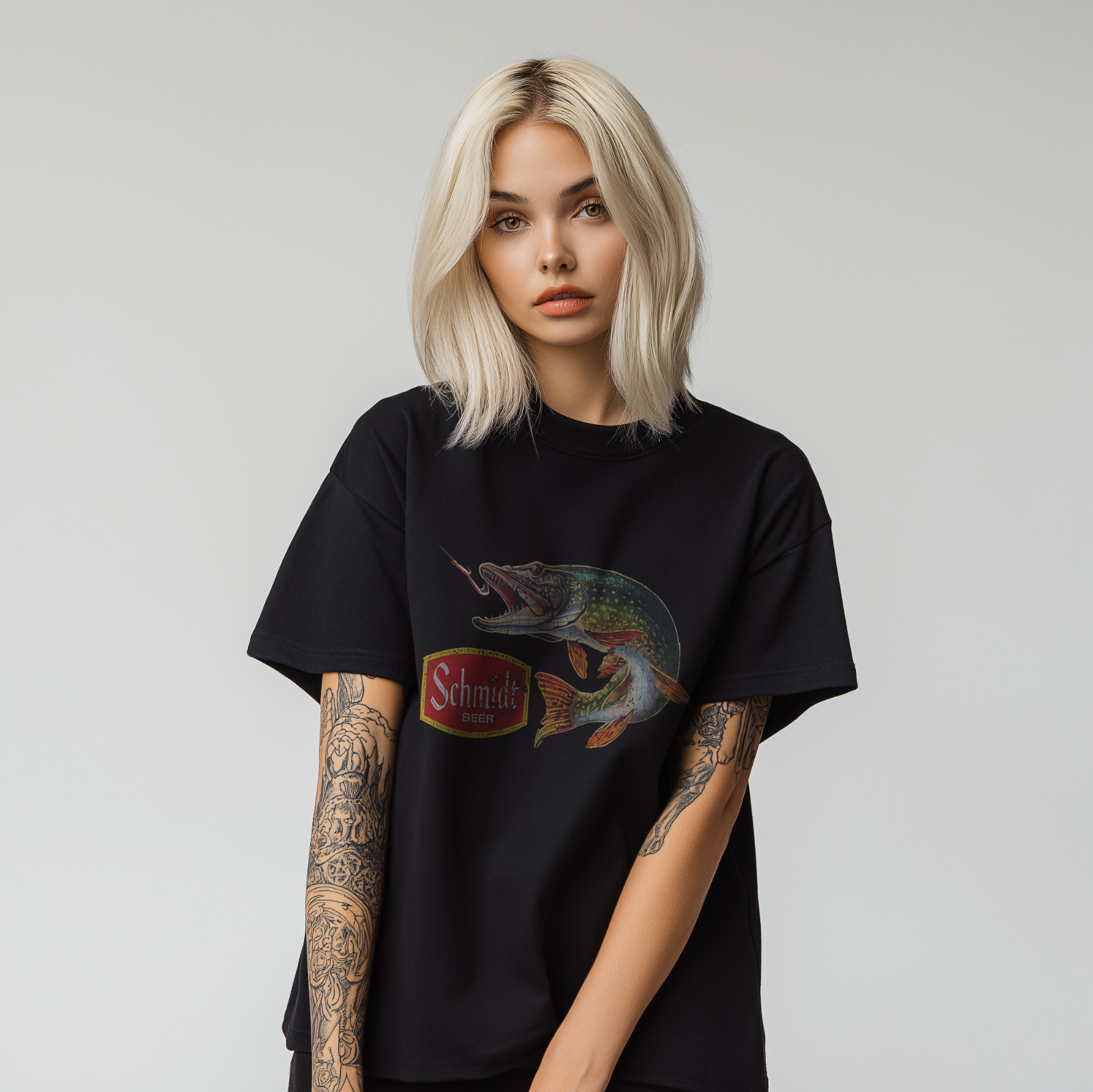 Schmidt Beer Fishing T-Shirt Vintage Pike Fish Graphic Tee for Beer Lovers A337 gallery